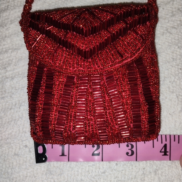 Vintage Mister Ernest Red Beaded Tiny Purse - Picture 7 of 8